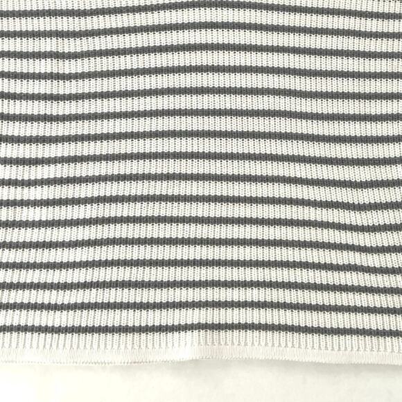 Express Striped Sweater Womens Size S Ivory Gray Vneck Preppy Casual Office - Picture 5 of 14